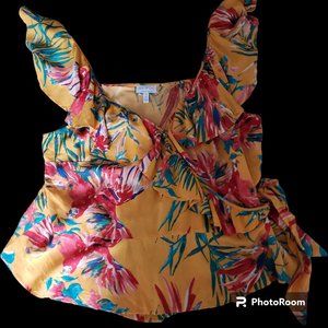 Sofia Vergara Jeans Size 4X Ruffled Tropical Wrap Top